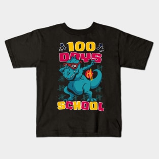 100 Days of school featuring a T-rex dino Dabbing #4 Kids T-Shirt